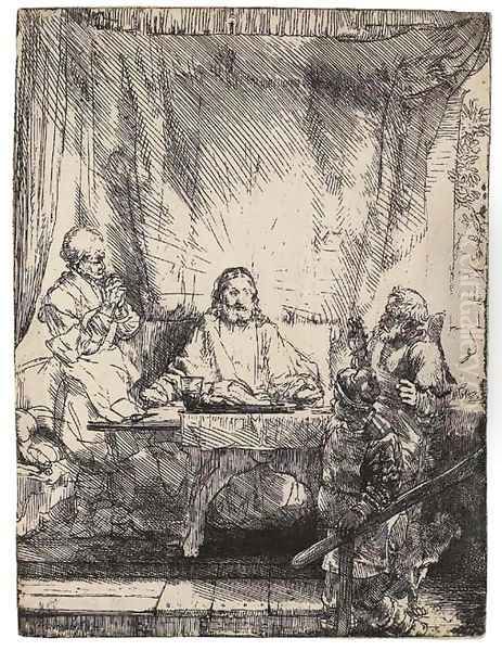Christ at Emmaus Larger Plate Oil Painting by Harmenszoon van Rijn Rembrandt