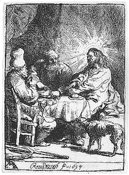 Christ at Emmaus The smaller Plate Oil Painting by Harmenszoon van Rijn Rembrandt