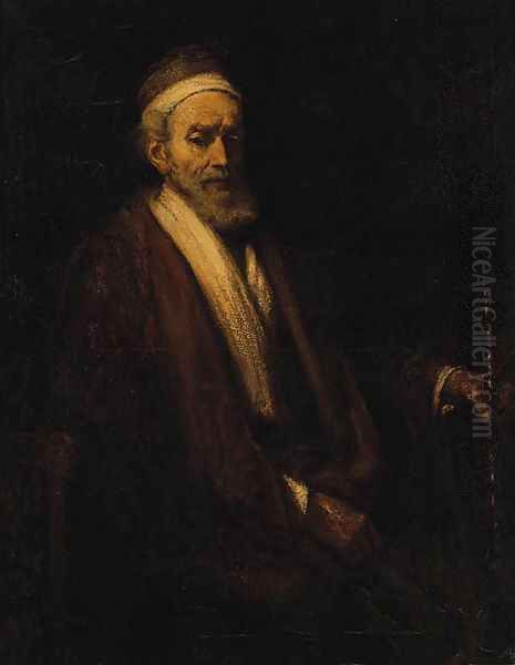 Portrait of Jacob Trip, seated half-length, holding a staff Oil Painting by Harmenszoon van Rijn Rembrandt