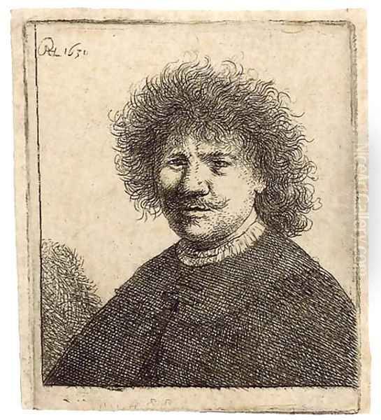 Self-Portrait in a Cloak with a falling Collar Bust Oil Painting by Harmenszoon van Rijn Rembrandt