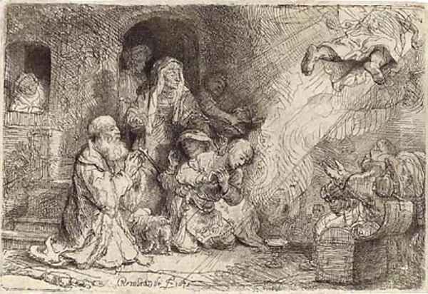 The Angel departing from the Family of Tobias Oil Painting by Harmenszoon van Rijn Rembrandt