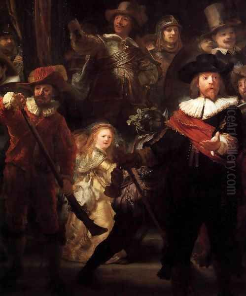 The Nightwatch (detail) 2 Oil Painting by Harmenszoon van Rijn Rembrandt