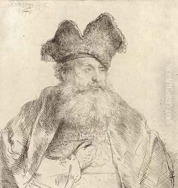 An old Man with a divided Fur Cap Oil Painting by Harmenszoon van Rijn Rembrandt