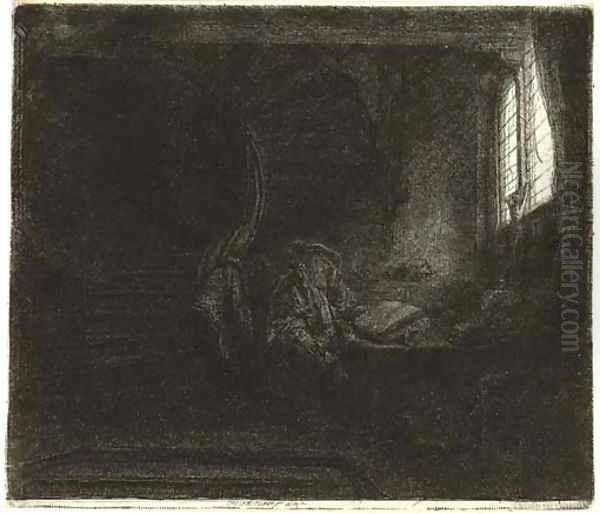 Saint Jerome in a dark Chamber Oil Painting by Harmenszoon van Rijn Rembrandt