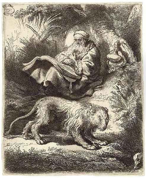 Saint Jerome reading Oil Painting by Harmenszoon van Rijn Rembrandt