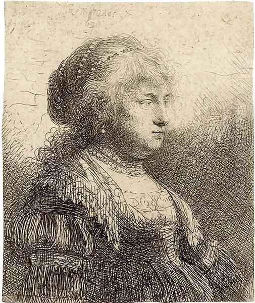 Saskia with Pearls in her Hair Oil Painting by Harmenszoon van Rijn Rembrandt
