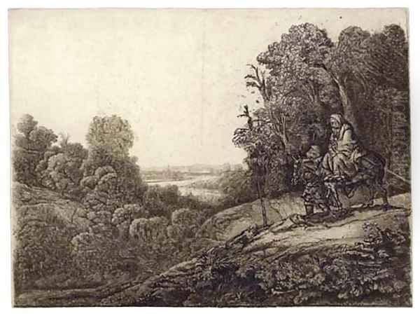 The Flight into Egypt Altered from Seghers Oil Painting by Harmenszoon van Rijn Rembrandt