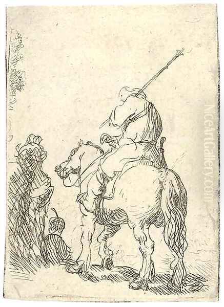 A Turbaned Soldier on Horseback Oil Painting by Harmenszoon van Rijn Rembrandt