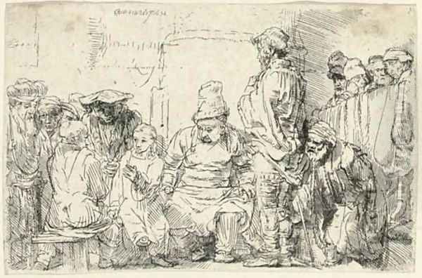 Christ seated disputing with the Doctors Oil Painting by Harmenszoon van Rijn Rembrandt