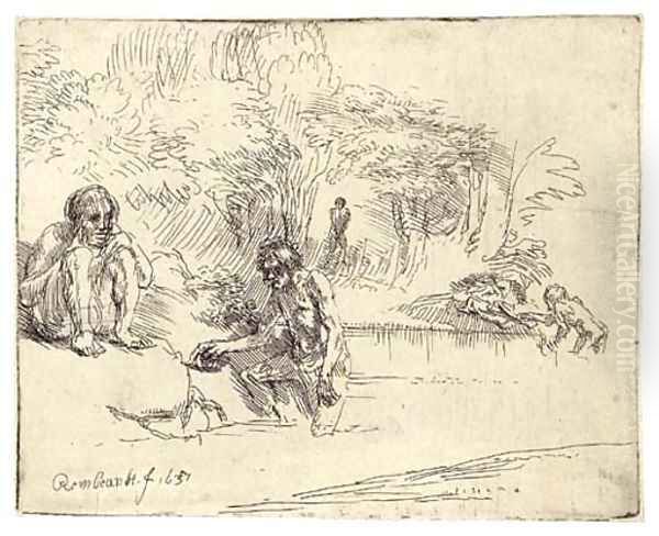 The Bathers Oil Painting by Harmenszoon van Rijn Rembrandt