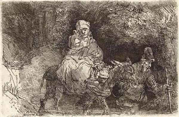 The Flight into Egypt Crossing a Brook Oil Painting by Harmenszoon van Rijn Rembrandt