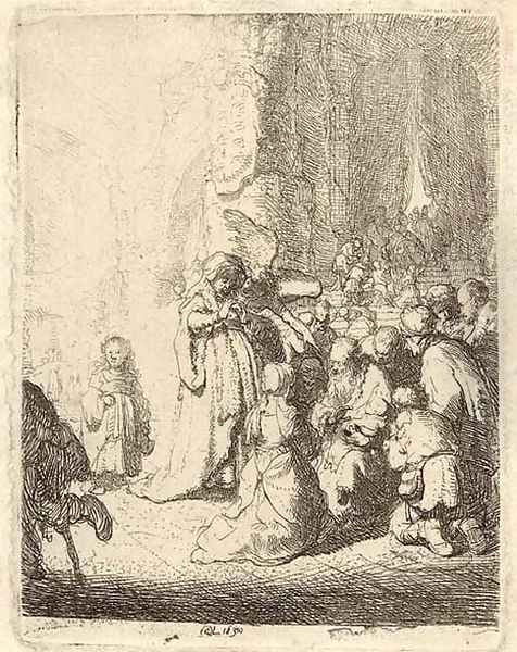The Presentation in the Temple with the Angel Small Plate Oil Painting by Harmenszoon van Rijn Rembrandt