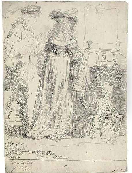Death appearing to a wedded Couple from an open Grave Oil Painting by Harmenszoon van Rijn Rembrandt