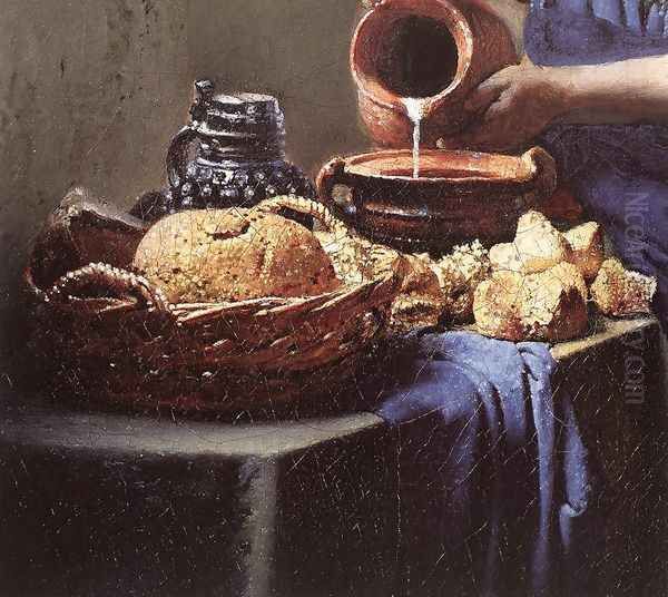 The Milkmaid (detail-4) c. 1658 Oil Painting by Jan Vermeer Van Delft