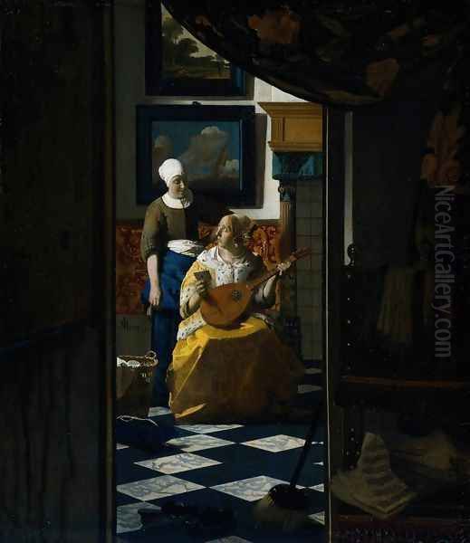 The Love Letter 1667-68 Oil Painting by Jan Vermeer Van Delft
