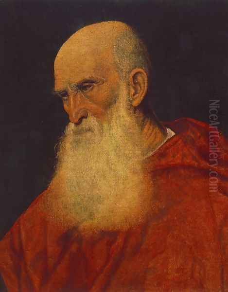 Portrait of an Old Man (Pietro Cardinal Bembo) 1545-46 Oil Painting by Tiziano Vecellio (Titian)