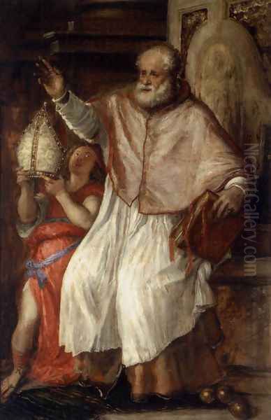 St Nicholas 1563 Oil Painting by Tiziano Vecellio (Titian)