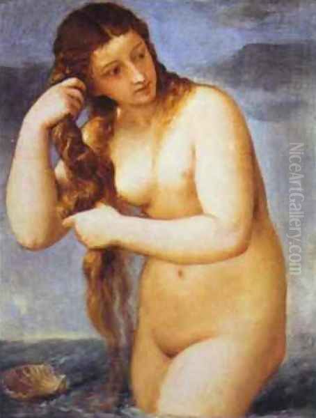 Venus Anadyomene Oil Painting by Tiziano Vecellio (Titian)