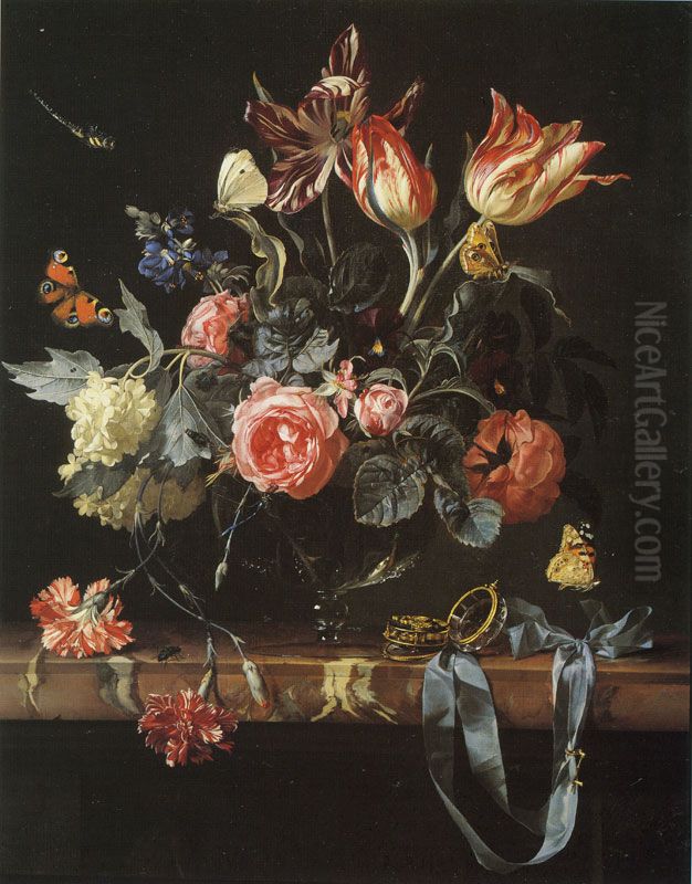 Vase Of Flowers Oil Painting by Willem Van Aelst