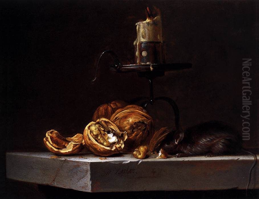 Still-Life with Mouse and Candle Oil Painting by Willem Van Aelst