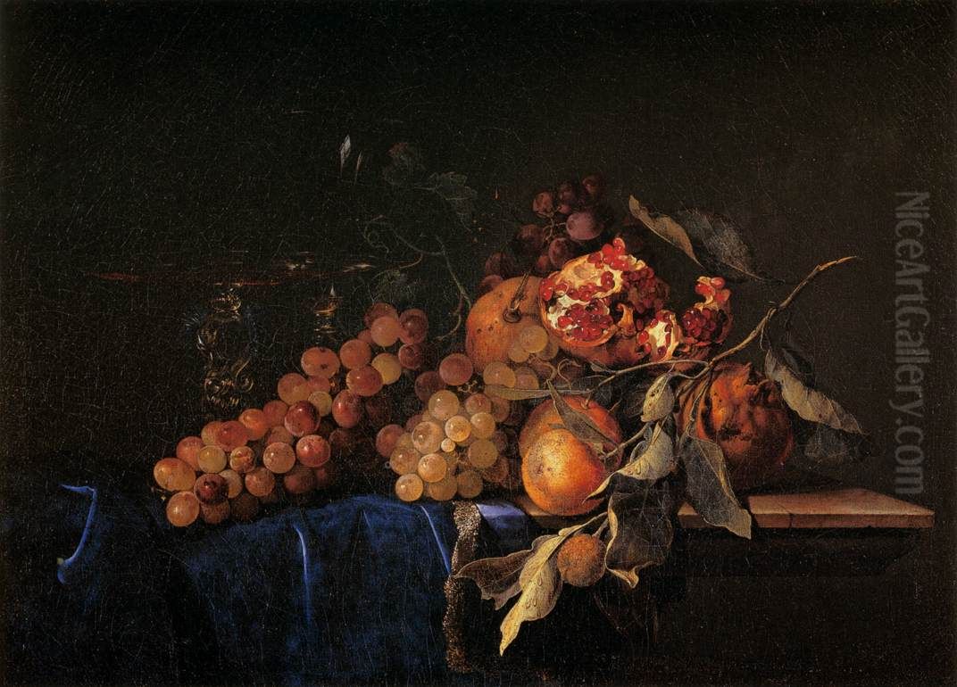 Still-Life with Fruit and a Crystal Vase Oil Painting by Willem Van Aelst