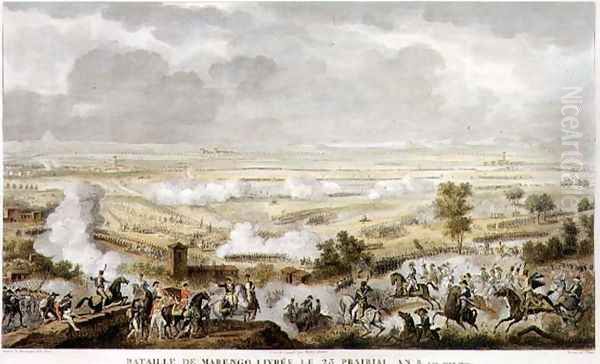 The Battle of Marengo, 23 Prairial, Year 8 12 June 1800 engraved by Jean Duplessi-Bertaux 1747-1819 Oil Painting by Carle Vernet