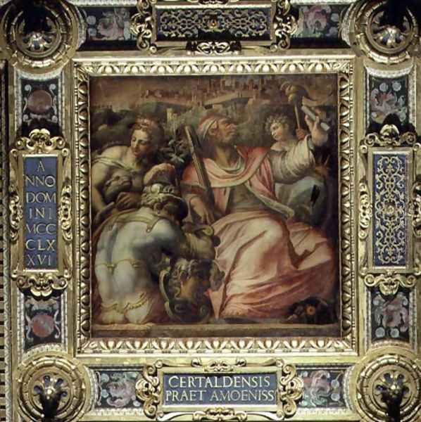 Allegory of the town of Certaldo from the ceiling of the Salone dei Cinquecento, 1565 Oil Painting by Giorgio Vasari