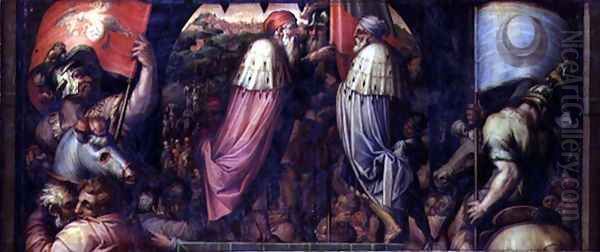 The Union of Florence and Fiesole from the ceiling of the Salone dei Cinquecento, 1565 Oil Painting by Giorgio Vasari