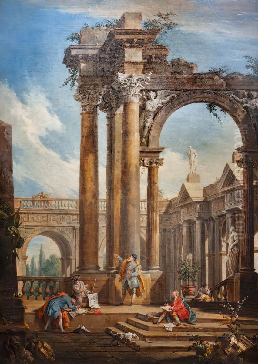 Architectural Fantasy Oil Painting by Antonio Visentini