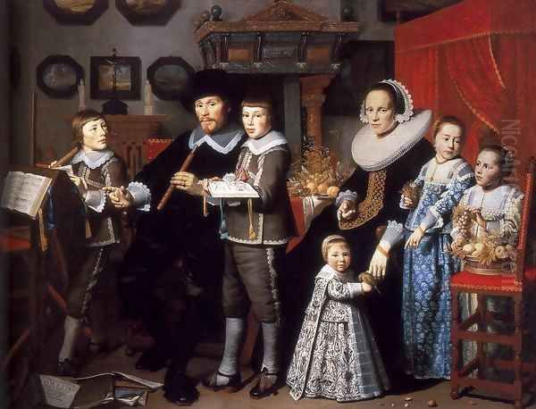 Portrait of Michiel van der Dussen and His Family Oil Painting by Hendrick Van Vliet