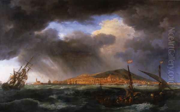 Harbour View from Cette Oil Painting by Claude-joseph Vernet