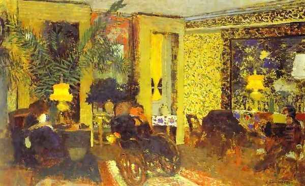 Interior. Sitting Room with Three Lamps, Saint-Florentin Street (Interieur. Le Salon aux trois lampes, rue Saint-Florentin) 1899 Oil Painting by Jean-Edouard Vuillard