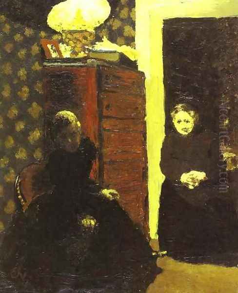 An Interior, Evening Effect or Interior with Wardrobe (Dans un interieur, effet de soir ou Interieur au chiffonnier) 1893 Oil Painting by Jean-Edouard Vuillard