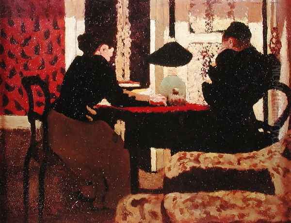 Women by Lamplight, 1892 Oil Painting by Jean-Edouard Vuillard