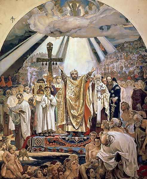 Baptism of Rus, 1885-96 Oil Painting by Viktor Vasnetsov