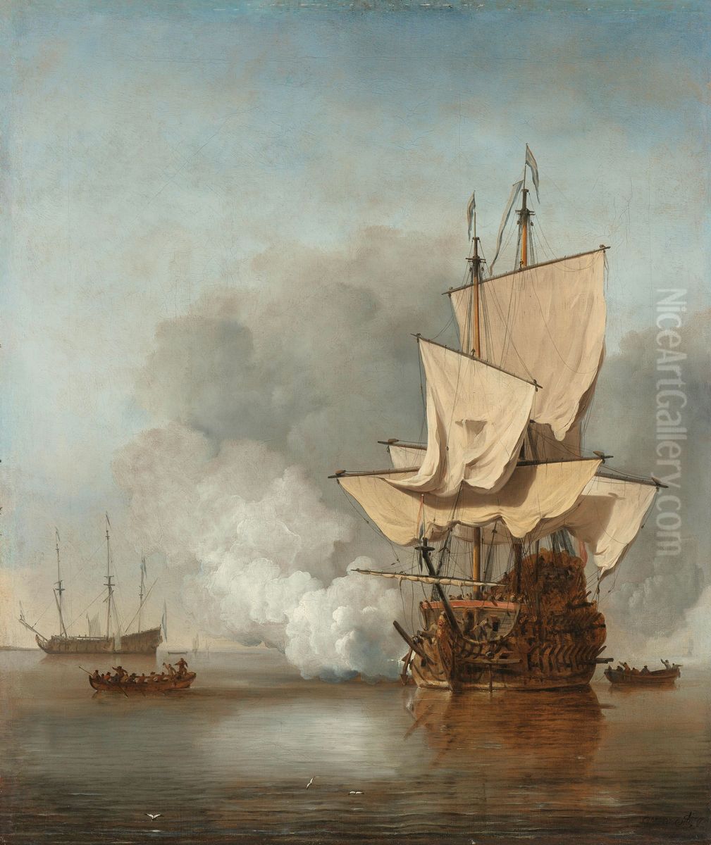 The Cannon Shot Oil Painting by Willem van de Velde the Younger