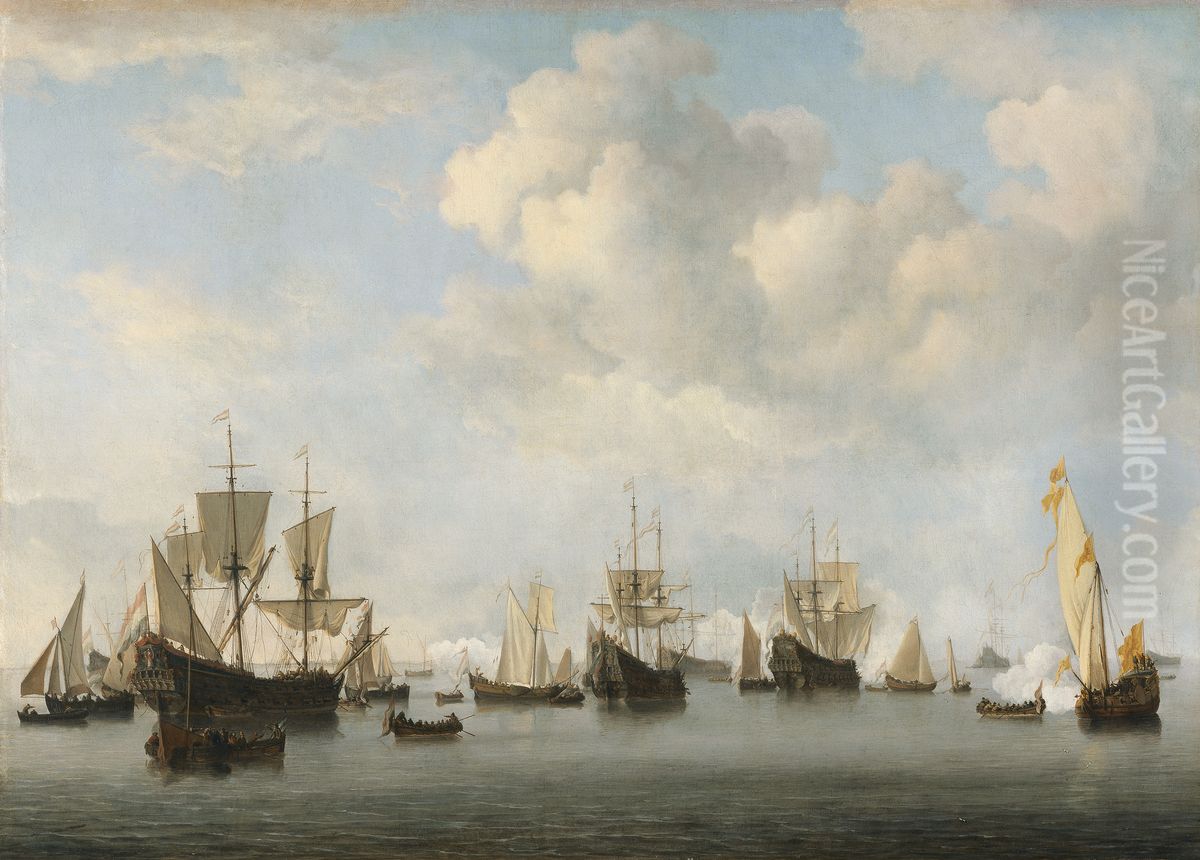 The Dutch Fleet in the Goeree Straits (Guinea) Oil Painting by Willem van de Velde the Younger