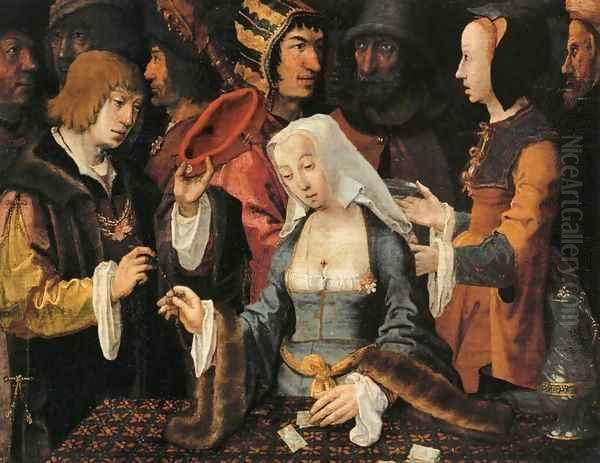Fortune-Teller with a Fool Oil Painting by Lucas Van Leyden