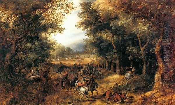 Forest Scene with Robbery Oil Painting by David Vinckboons I