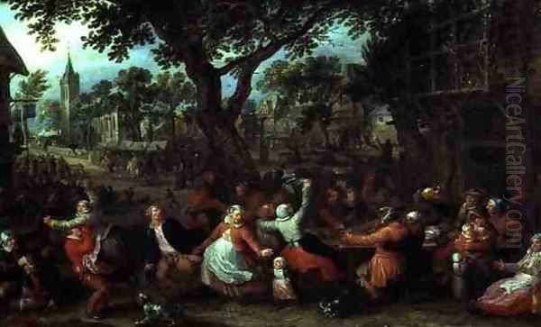 A Village Fair Oil Painting by David Vinckboons I