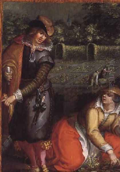 An Elegant Gentleman and a Woman in a Garden Oil Painting by David Vinckboons I