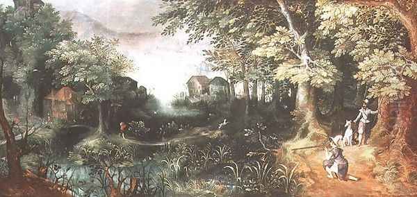 Landscape with Hunters Oil Painting by David Vinckboons I
