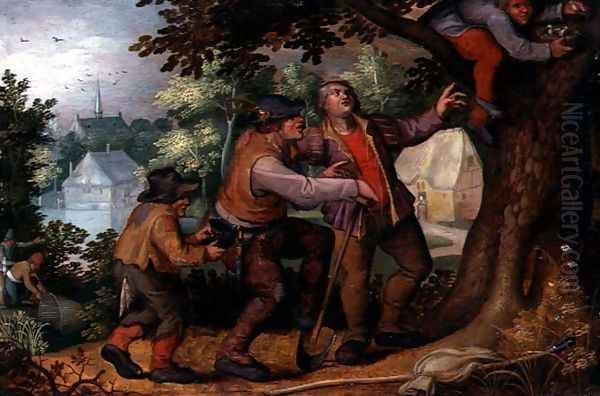 He who knows where the nest is knows where to take it from; but he who takes it, has it Oil Painting by David Vinckboons I