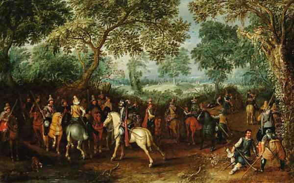 Soldiers in a forest clearing Oil Painting by David Vinckboons I