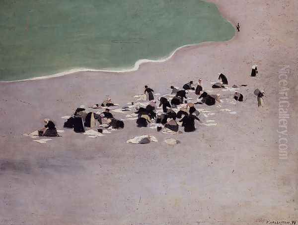 Washerwomen at Etretat Oil Painting by Felix Edouard Vallotton