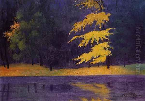 The Lake in the Bois de Boulogne Oil Painting by Felix Edouard Vallotton