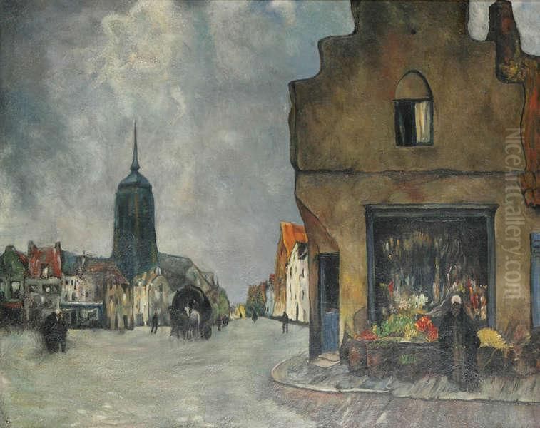 'le Vieux Village' Oil Painting by Julien Celos