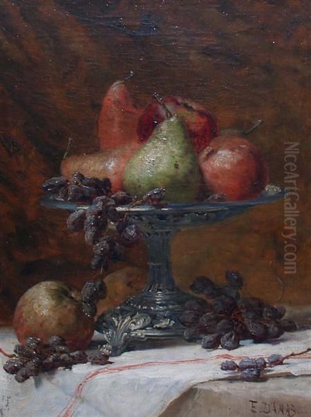 Still Life With Fruit On A Pewter Compote Oil Painting by Eugene Damas