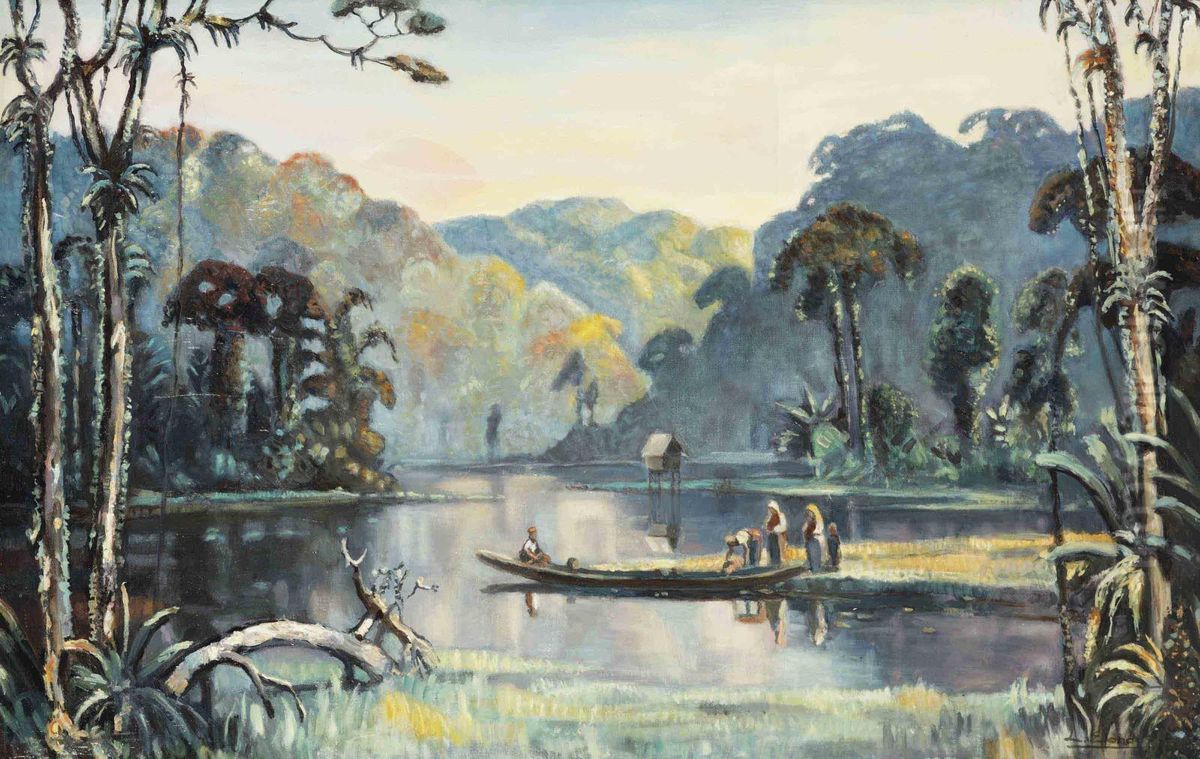 Boschmoeras, Negara Ratoe, South Sumatra Oil Painting by Leo Eland