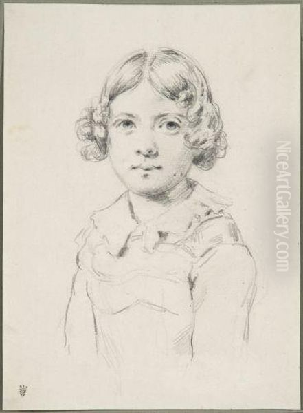 Portrait De Fillette Oil Painting by Eugene Isabey